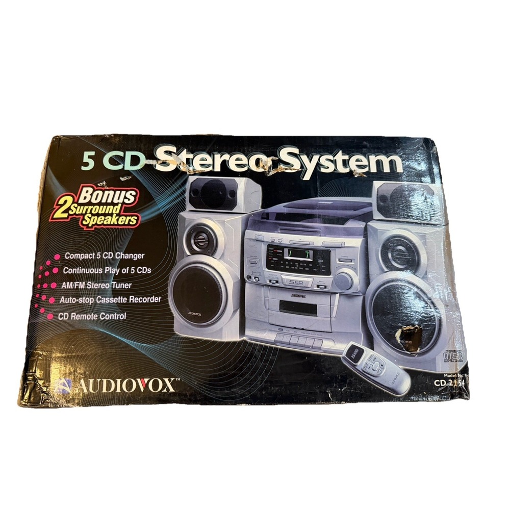 Audiovox Model No. CD 5000 5CD Music System 2002 New Old Stock Vintage SEALED